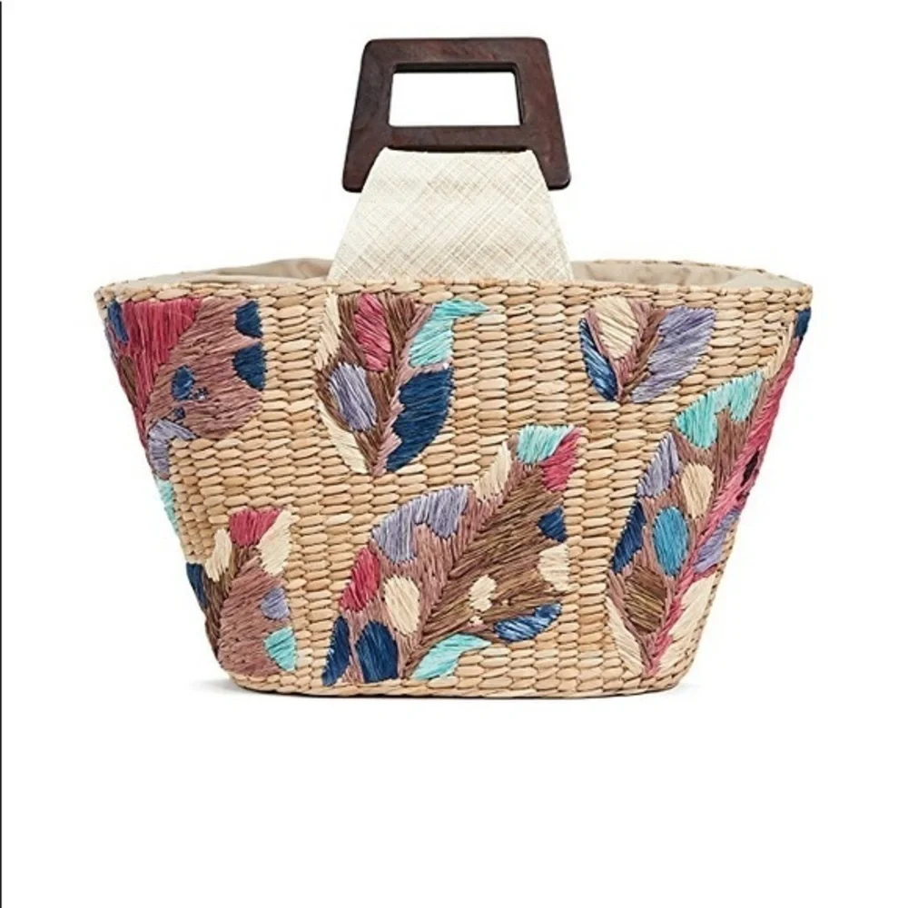 NWOT Anthropologie Aranaz Louise Straw Tote - Picture 8 of 13